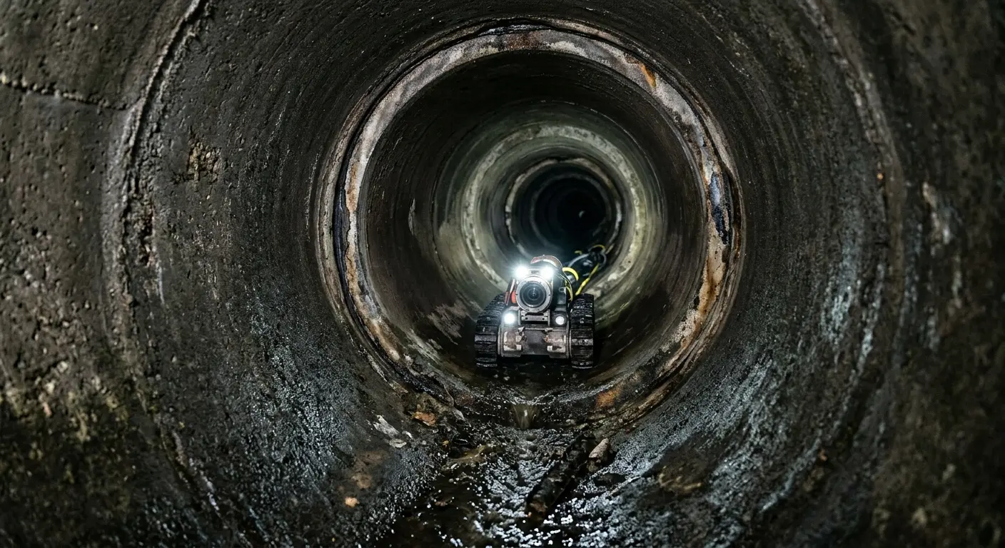 Robotic sewer camera inspecting pipe interior for Drain Snake Service in Flowery Branch