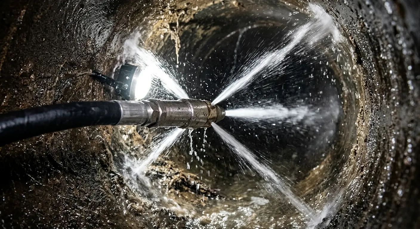 High-pressure hydro jetting nozzle cleaning sewer pipe for Storm Drain Cleaning in Flowery Branch